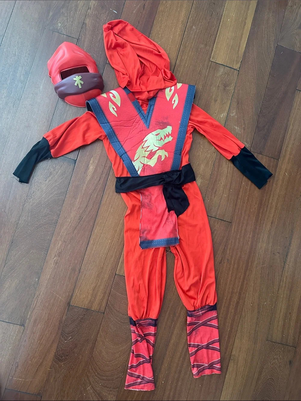 Lego Red Ninja Dragon Kids Costume with Black Accents Ninjago Kai